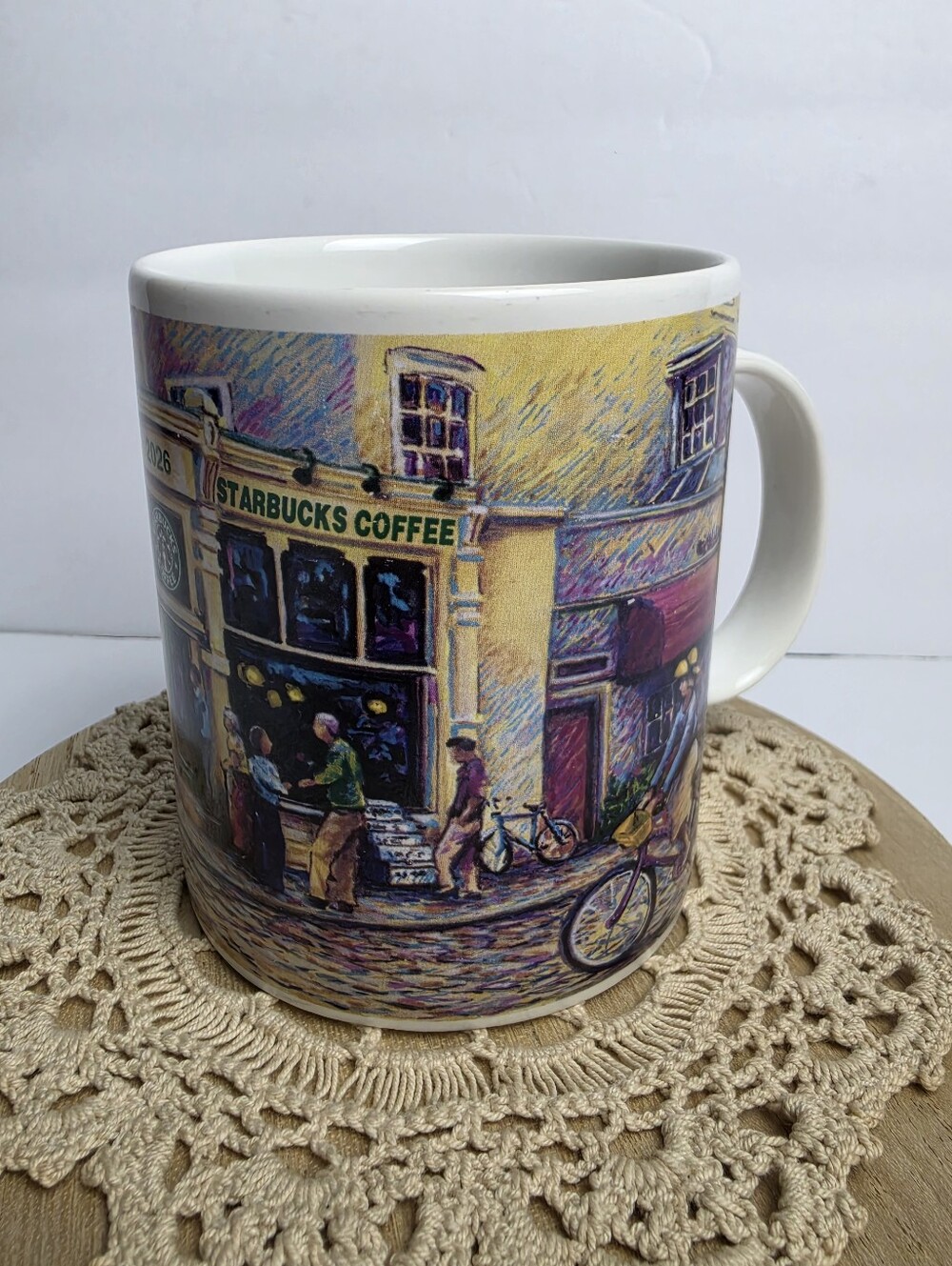 Starbucks Barista 2001 Vintage Village Cafe Themed Coffee Mug 16 oz.